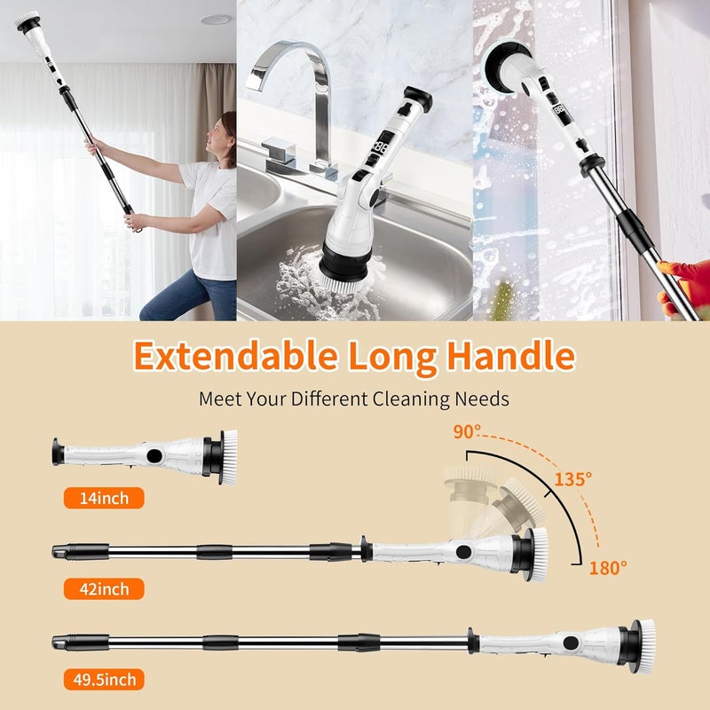 KELAWE Electric Spin Scrubber, Power Electric Scrubber for Cleaning, Shower Cordless Cleaning Brush with 6 Adjustable Angles,8 Brush Heads, 3 Speed Mode, Electric Cleaning Brush for Bathroom/Tub/Floor/Tile - Image 5